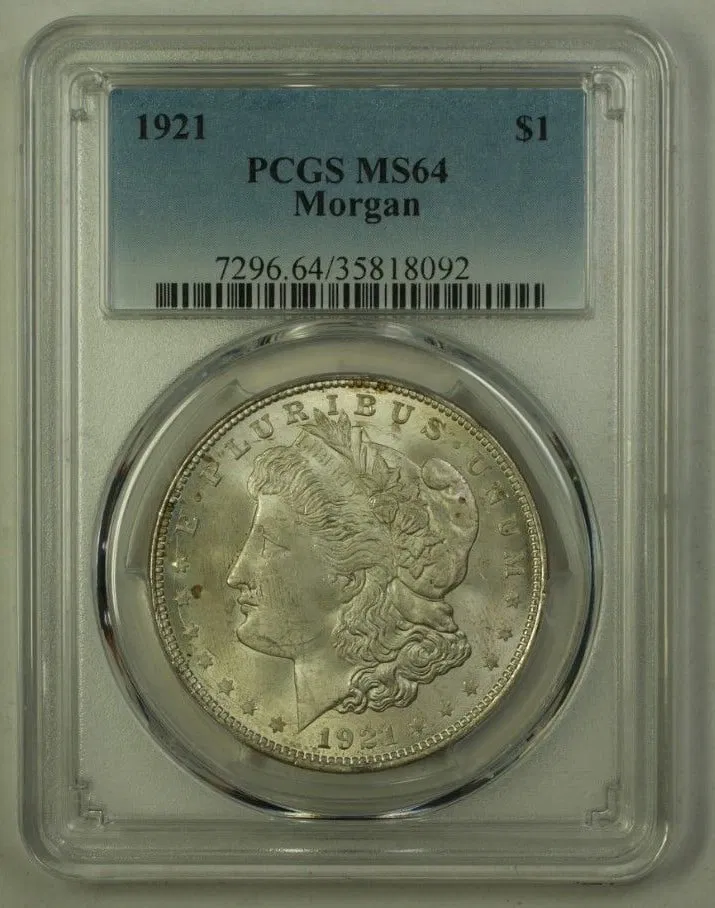 1921 Morgan Dollar Silver $1 Philadelphia PCGS MS-64 Certified Coin