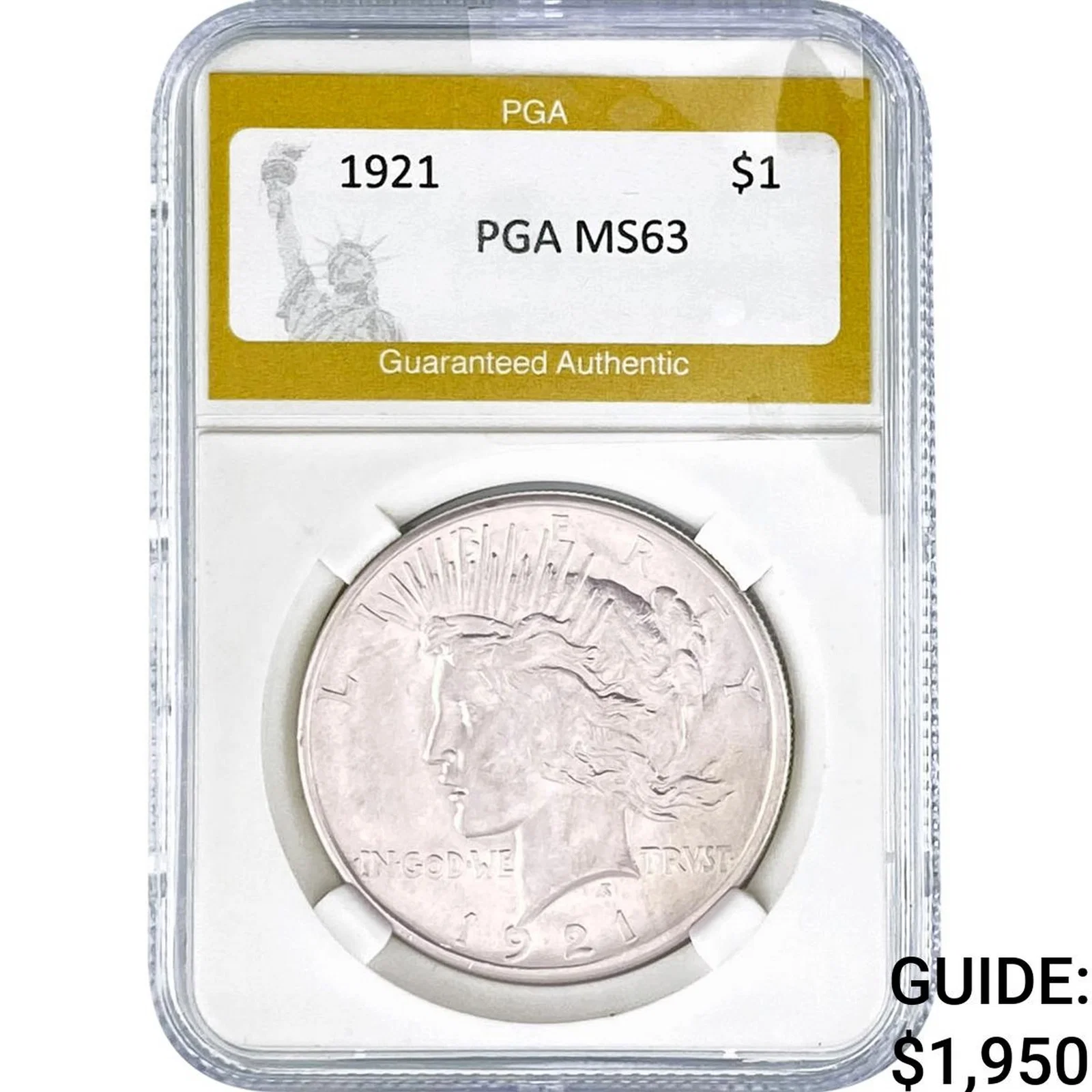 1921 Silver Peace Dollar PGA MS63