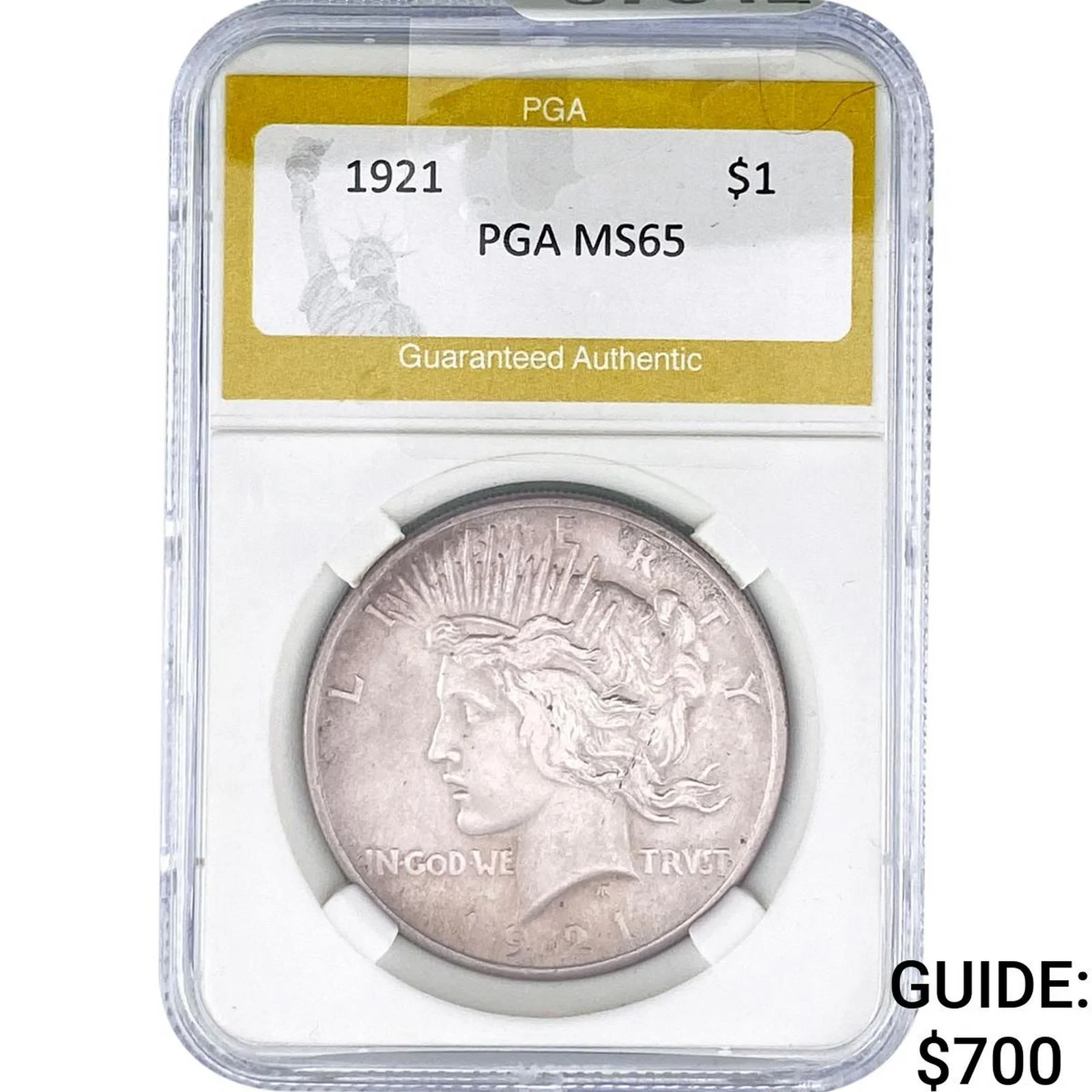 1921 Silver Peace Dollar PGA MS65