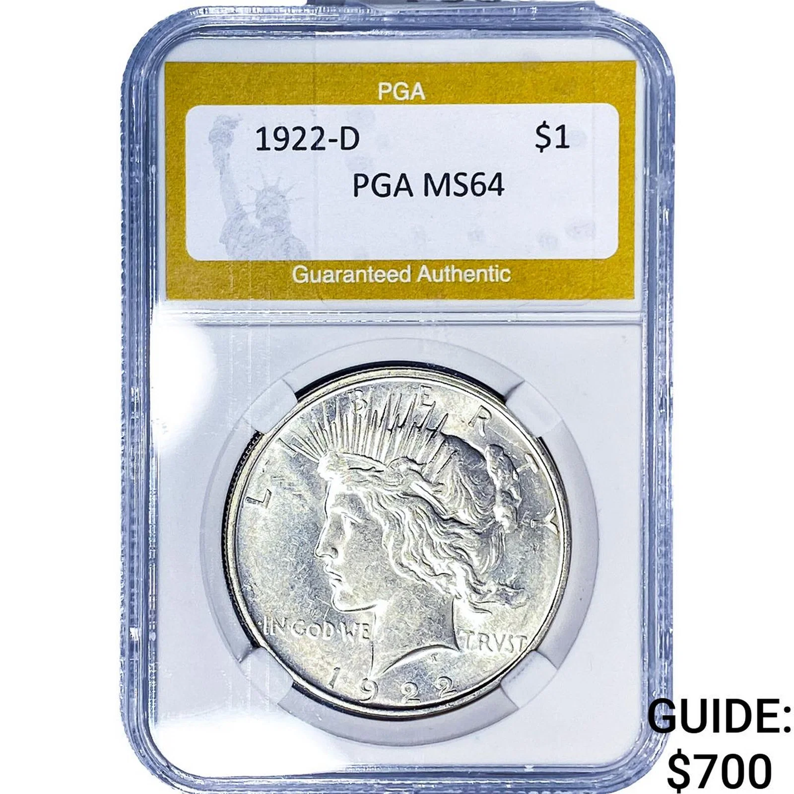 1922-D Silver Peace Dollar PGA MS64
