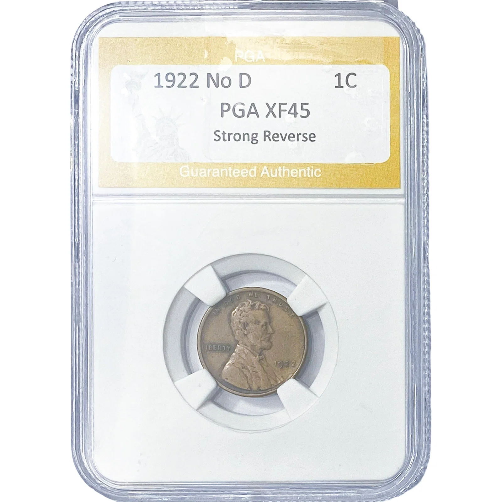 1922 No D Wheat Cent PGA XF45 Strong Reverse