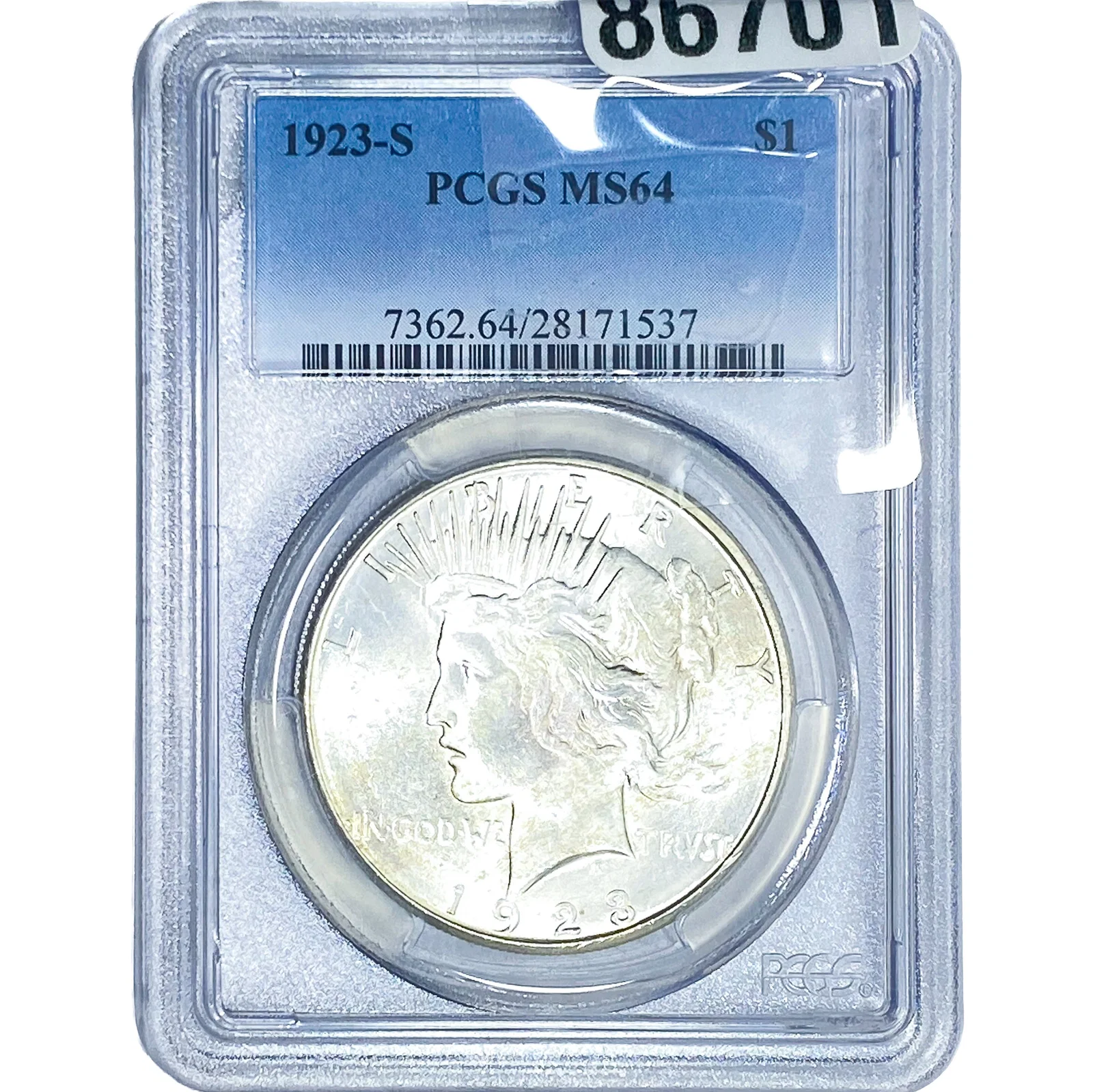 1923-S Silver Peace Dollar PCGS MS64