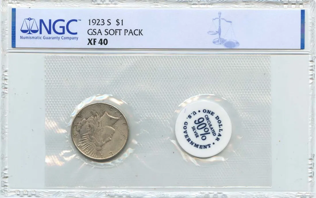 1923 San Francisco Peace Dollar NGC XF40 GSA Soft Pack