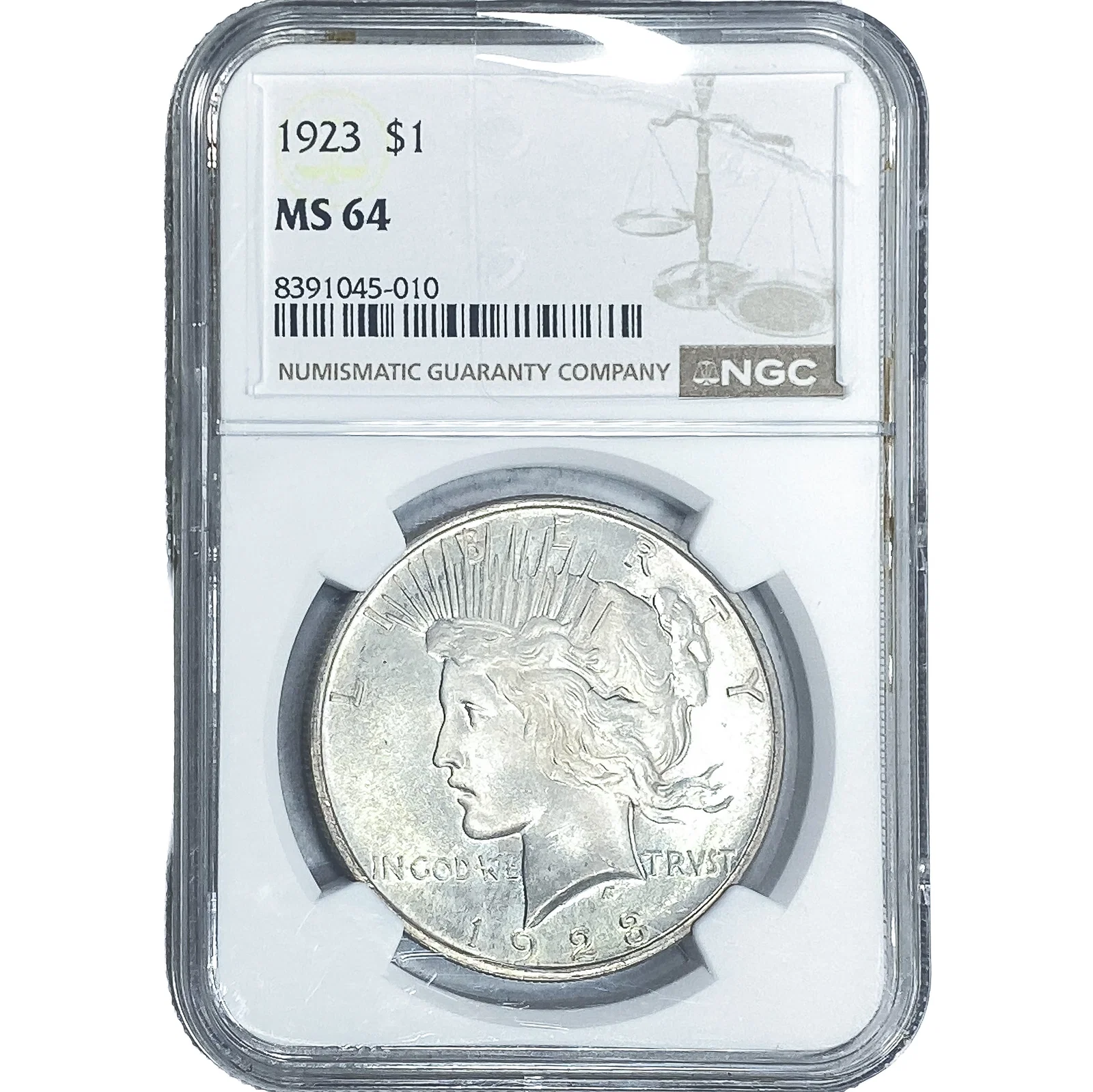 1923 Silver Peace Dollar NGC MS64