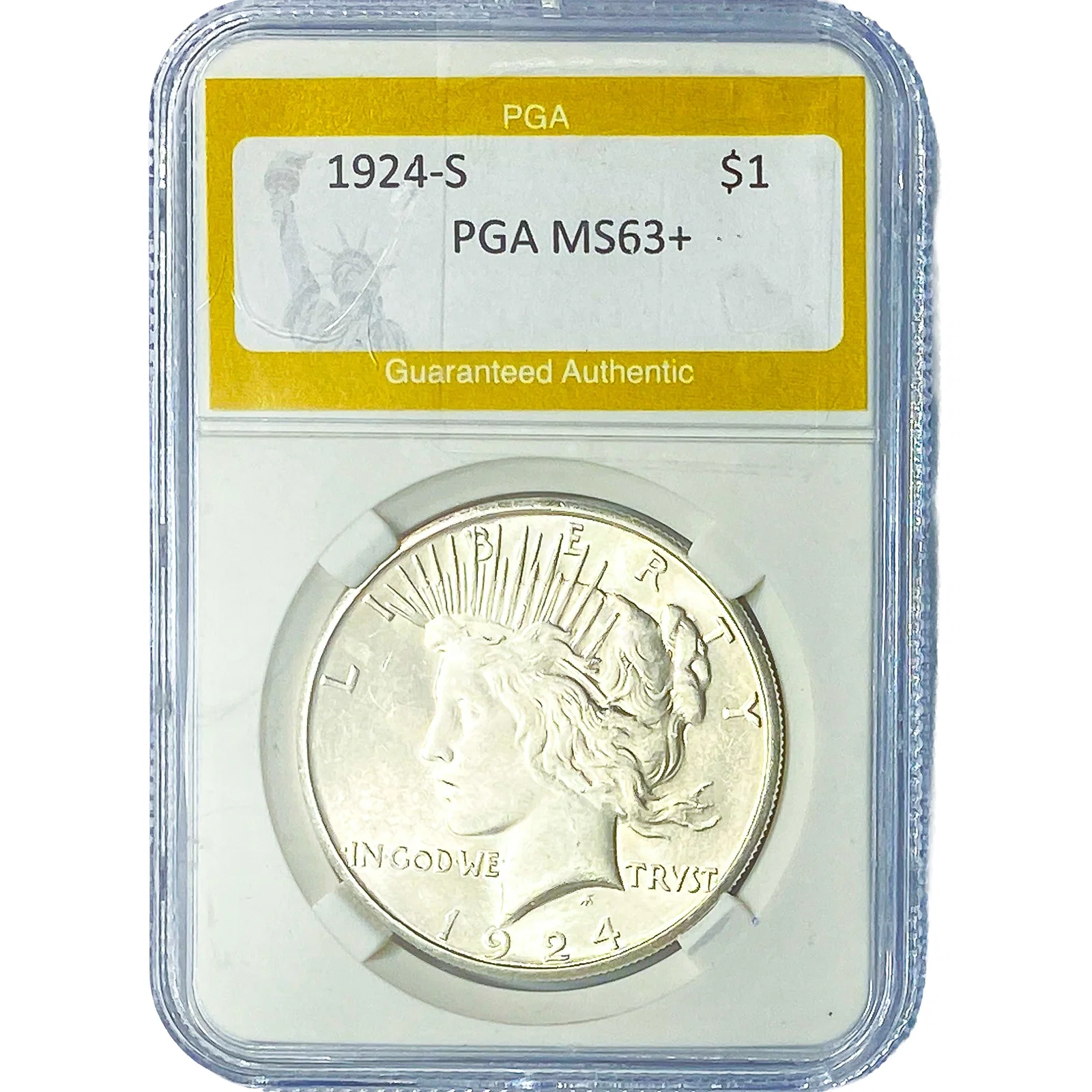 1924-S Silver Peace Dollar PGA MS63+