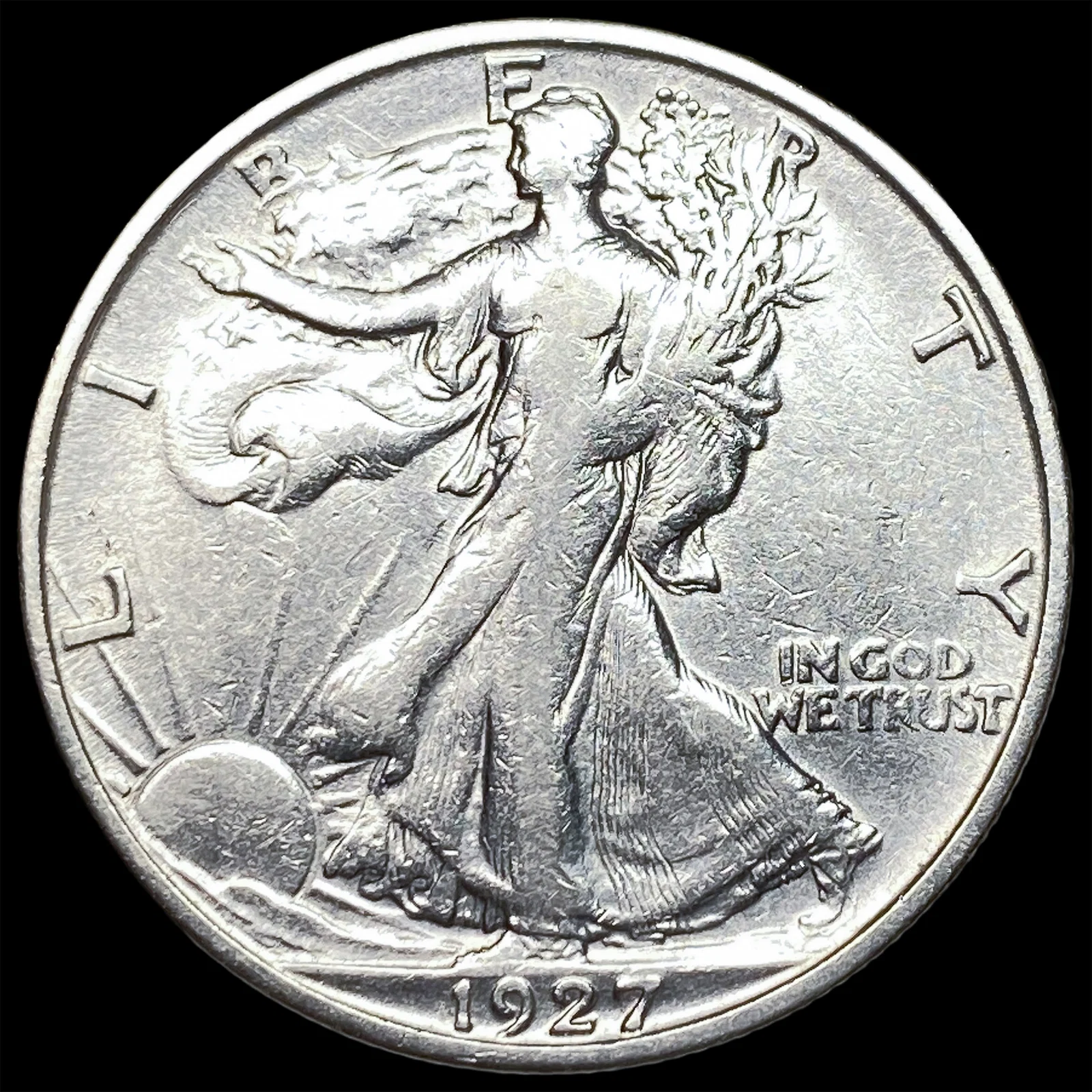 1927-S Silver Walking Liberty Half Dollar CLOSELY UNCIRCULATED