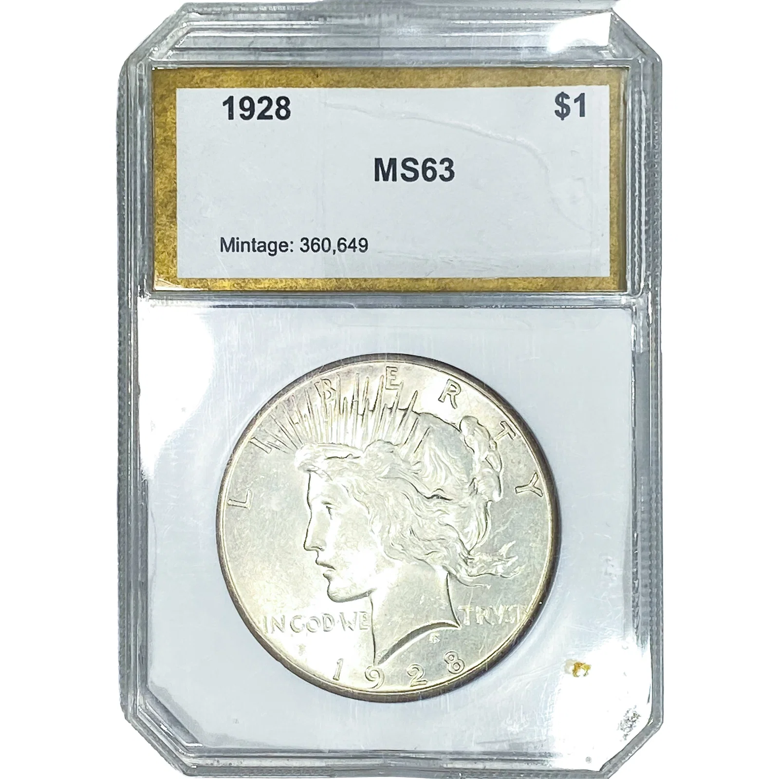 1928 Silver Peace Dollar PCI MS63