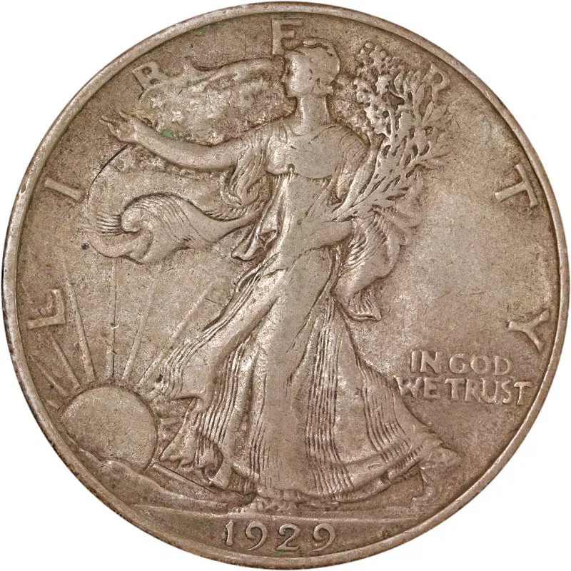 1929 San Francisco Silver Walking Liberty Half Dollar Coin Circulated
