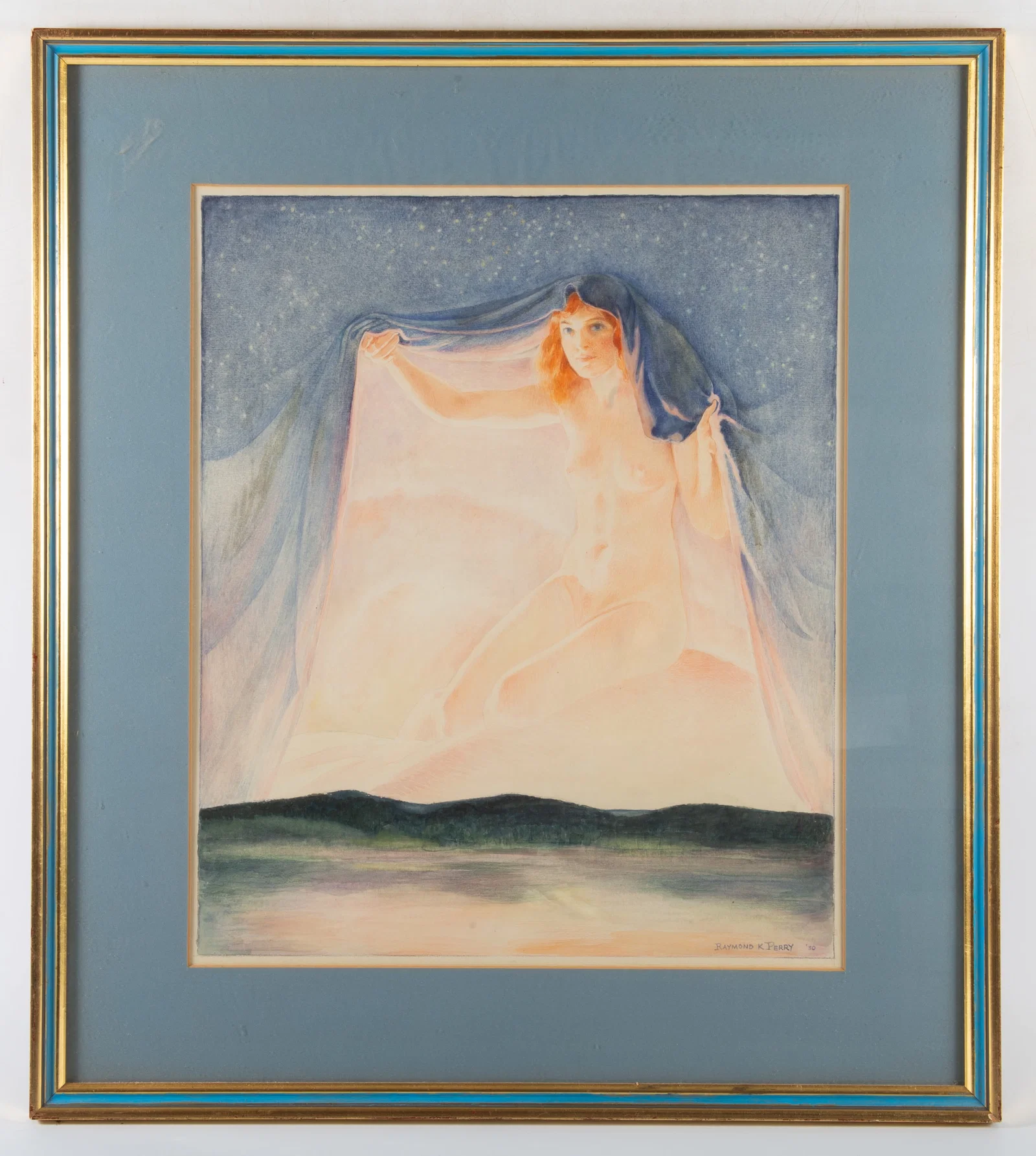 1930 RAYMOND K. PERRY NUDE WATERCOLOR