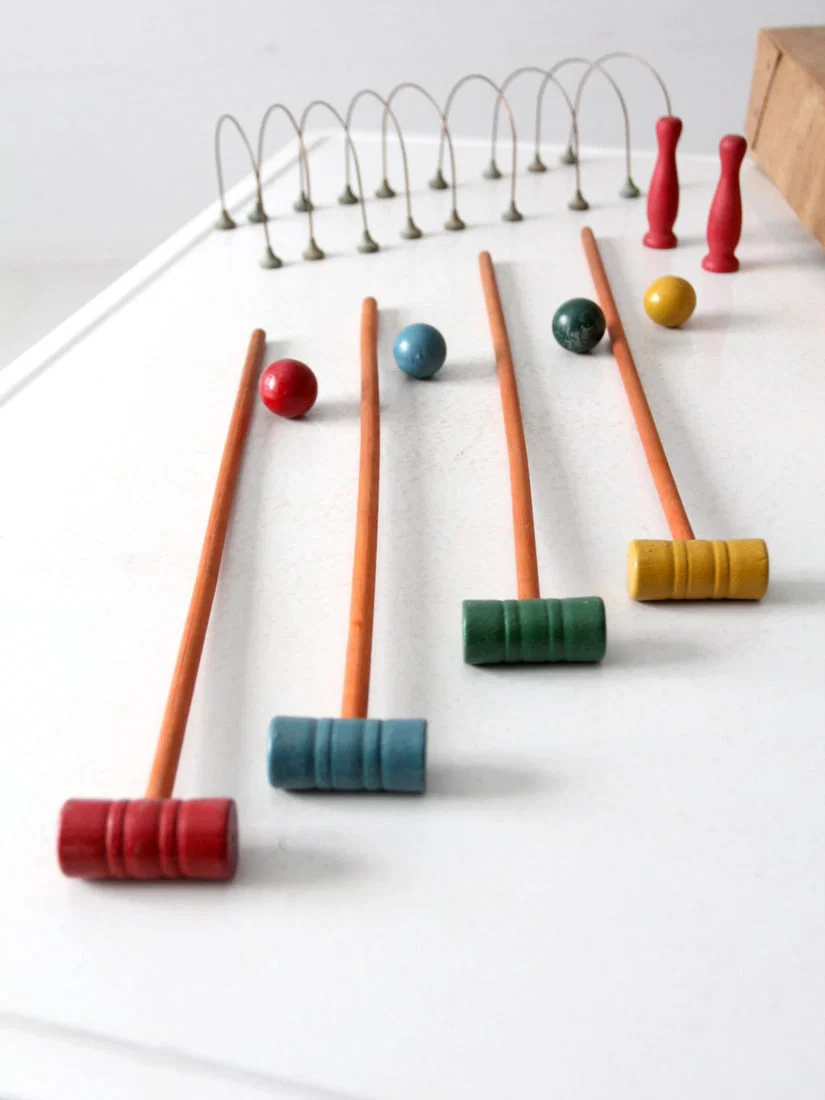 1930s J Pressman Croquet Set Vintage Americana in Original Box