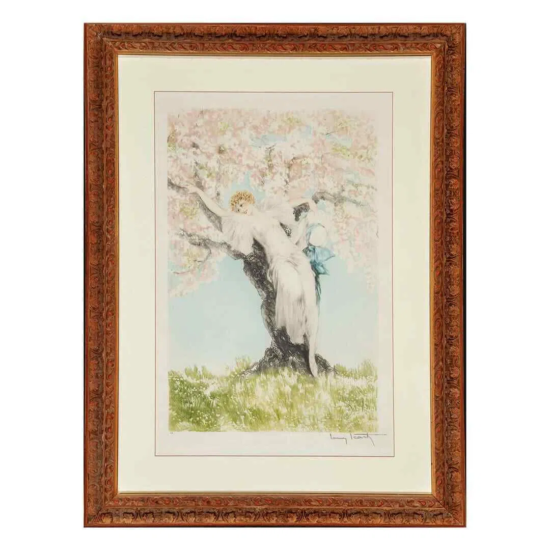 1932 Louis Icart Spring Blossoms Etching Art Deco Signed Original