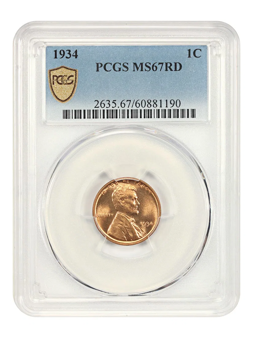 1934 Lincoln Wheat Cent PCGS MS67RD Philadelphia Mint Red