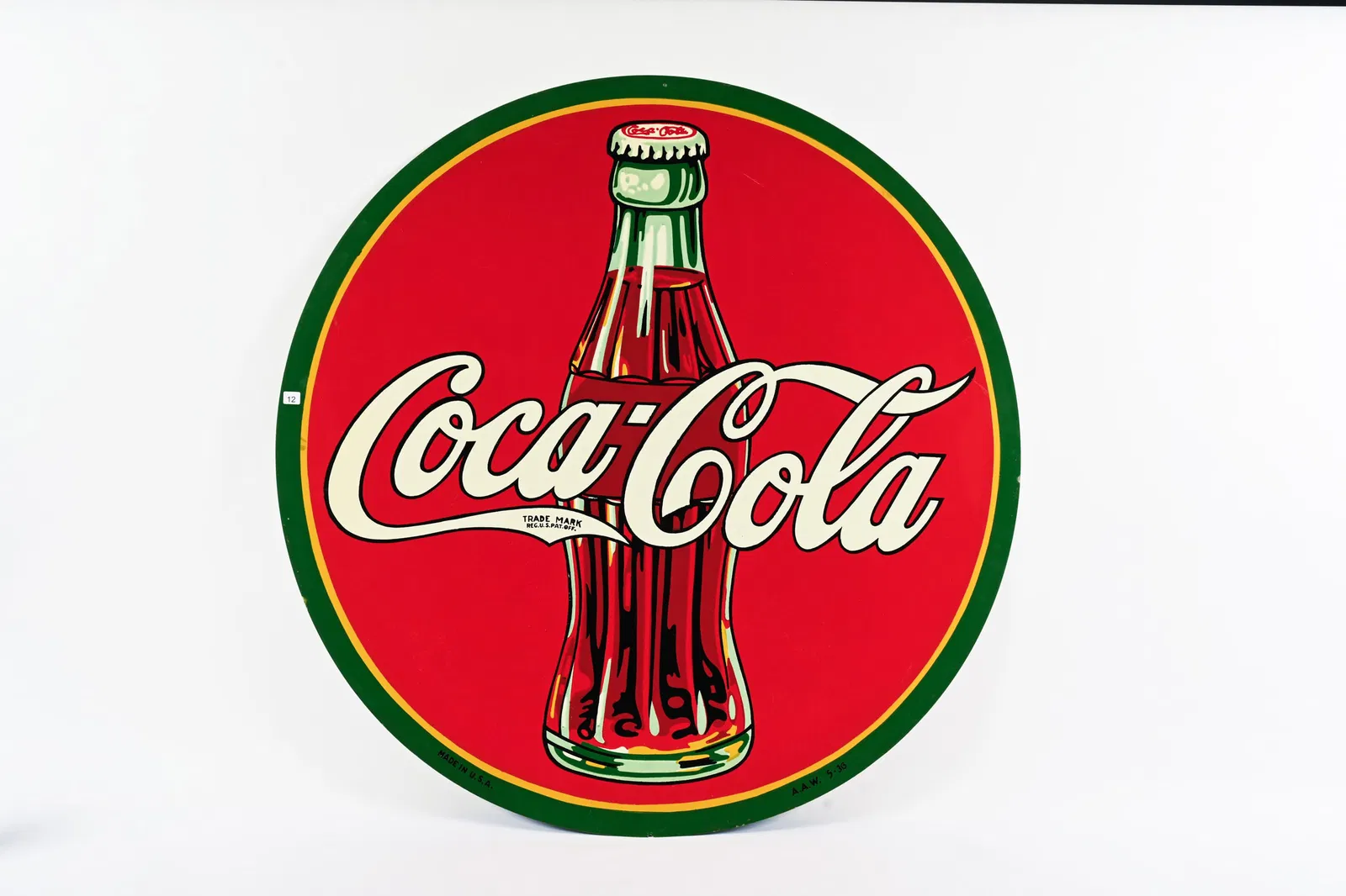 1936 COCA-COLA "WATERMELON" TIN BOTTLE SIGN