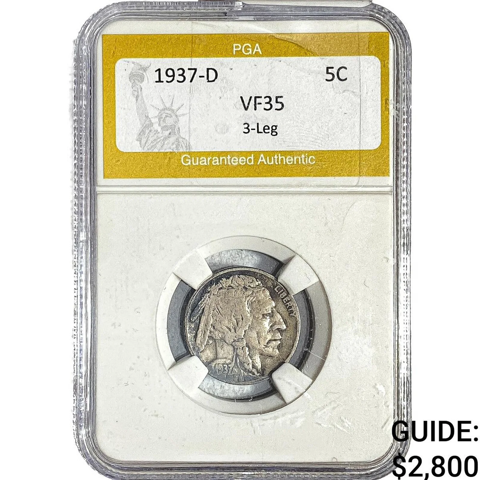1937-D Buffalo Nickel PGA VF35 3-Leg