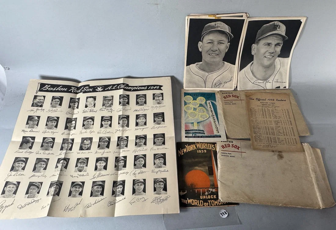 1940S RED SOX PHOTOS, POSTER, AND NY WORLDS FAIR