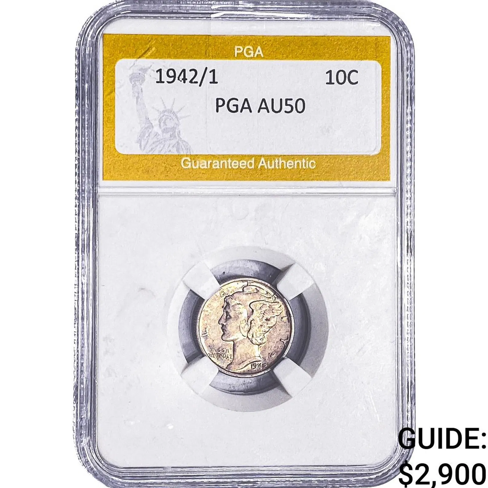 1942/1 Mercury Silver Dime PGA AU50