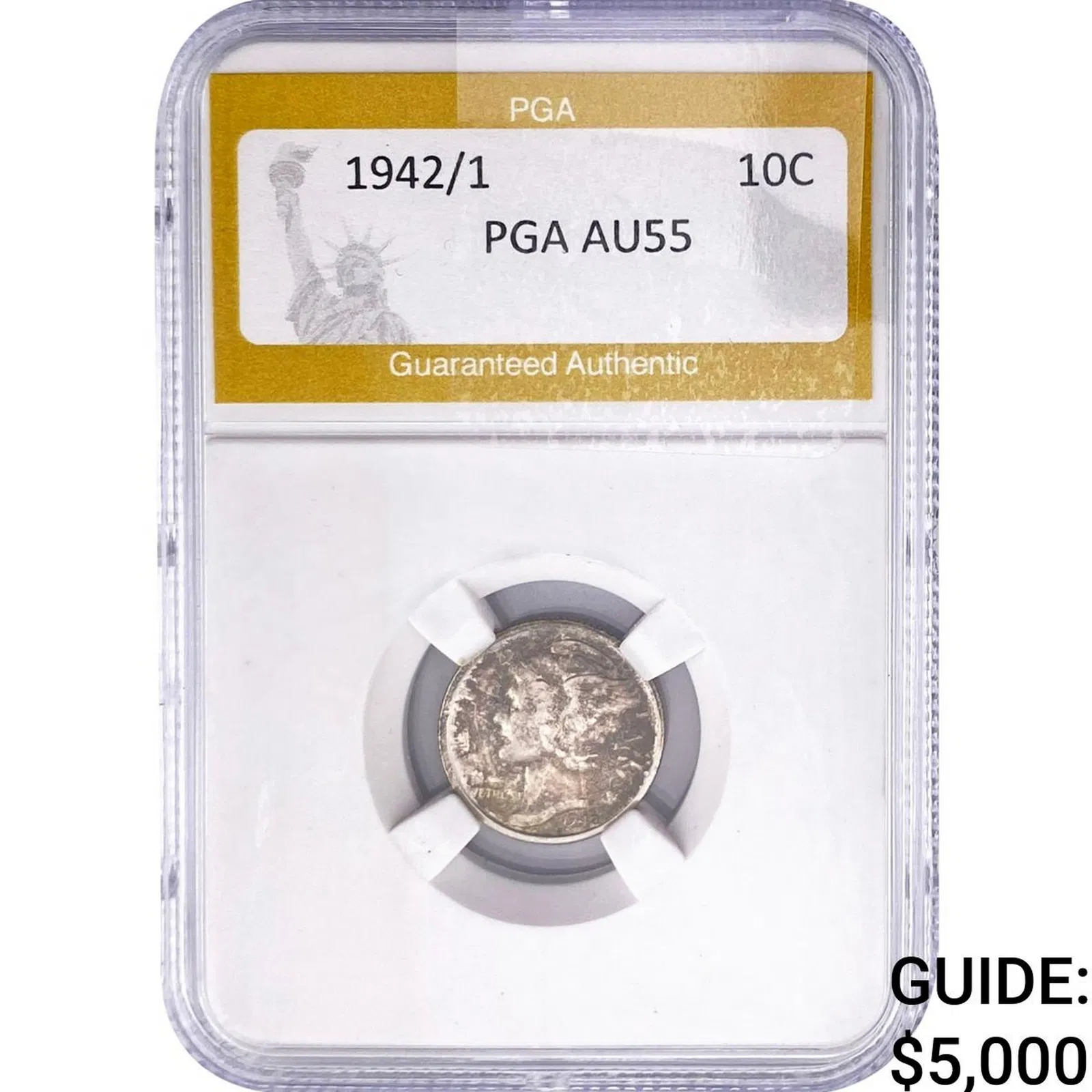 1942/1 Mercury Silver Dime PGA AU55