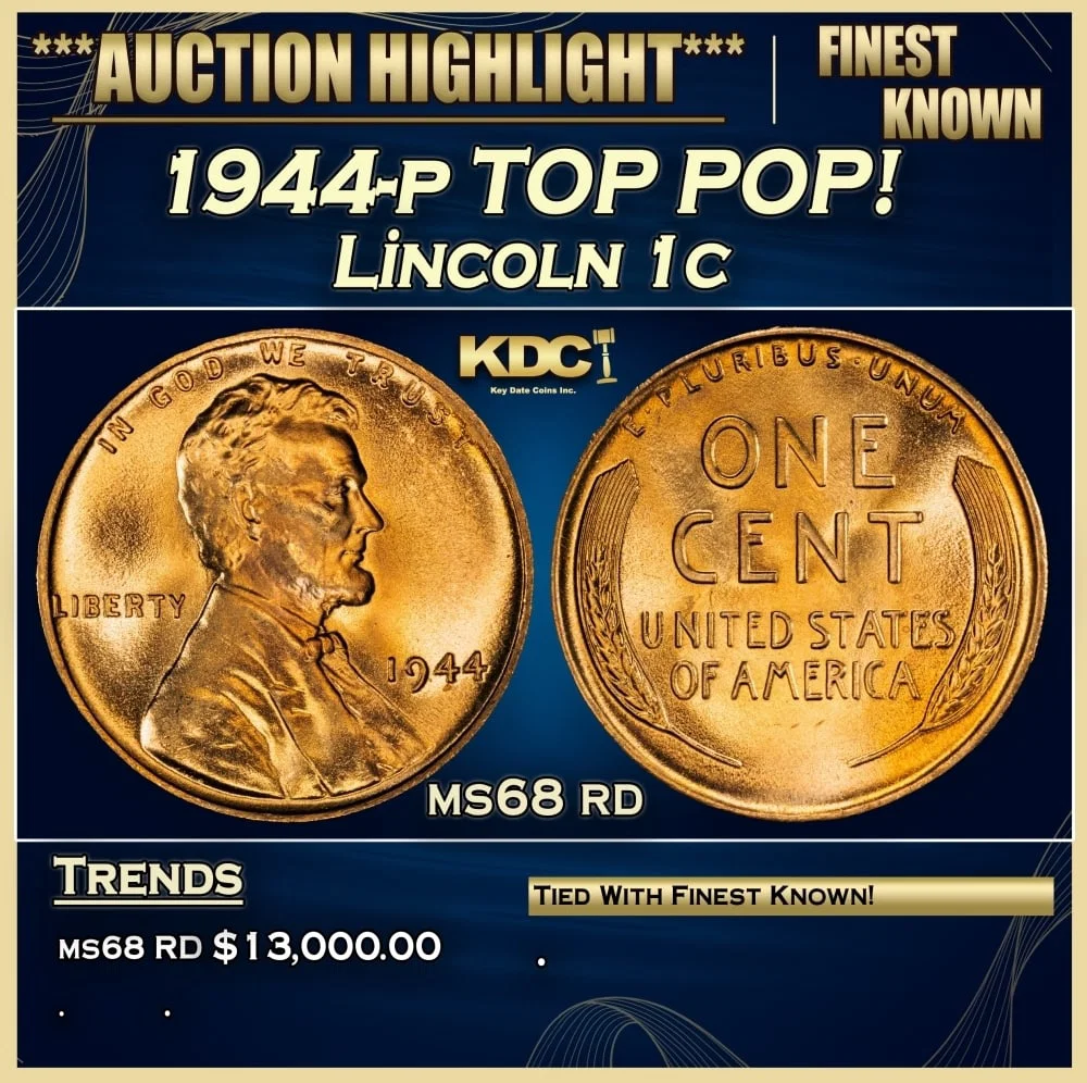 1944-p Lincoln Cent TOP POP! 1c Grades ms68 rd
