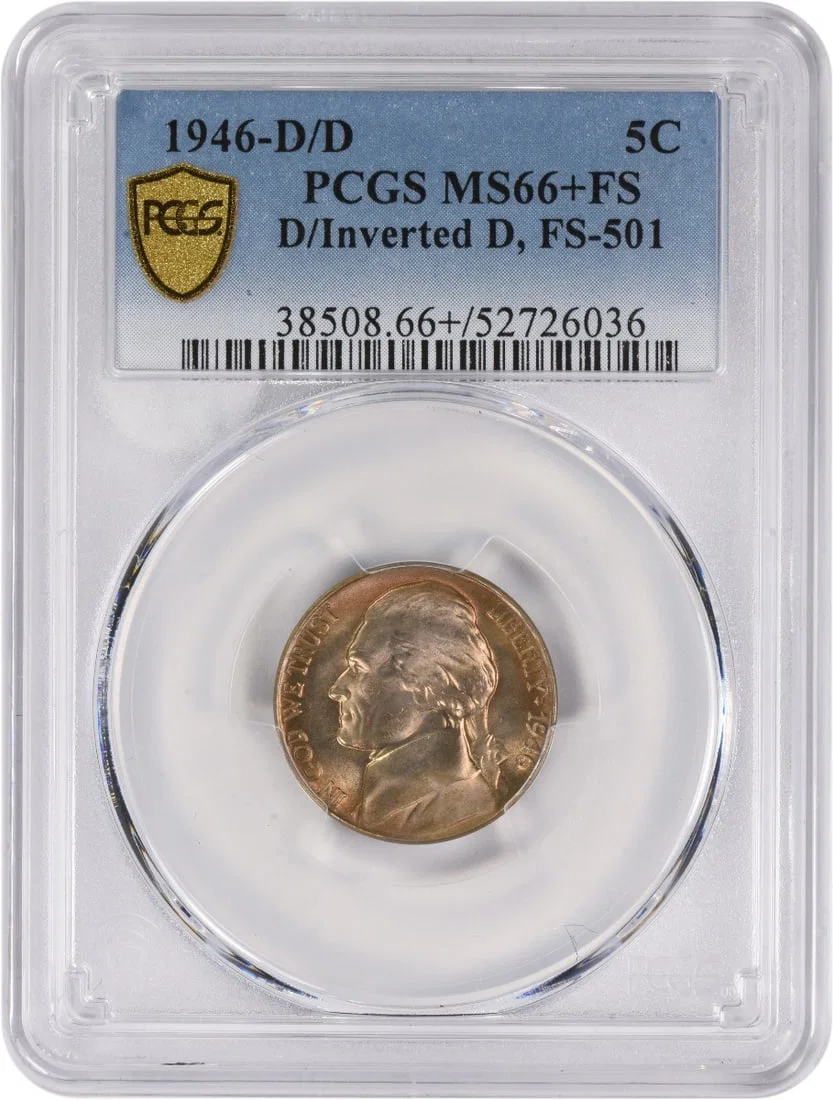 1946-D/D Jefferson Nickel MS66+ PCGS Uncirculated Denver Mint