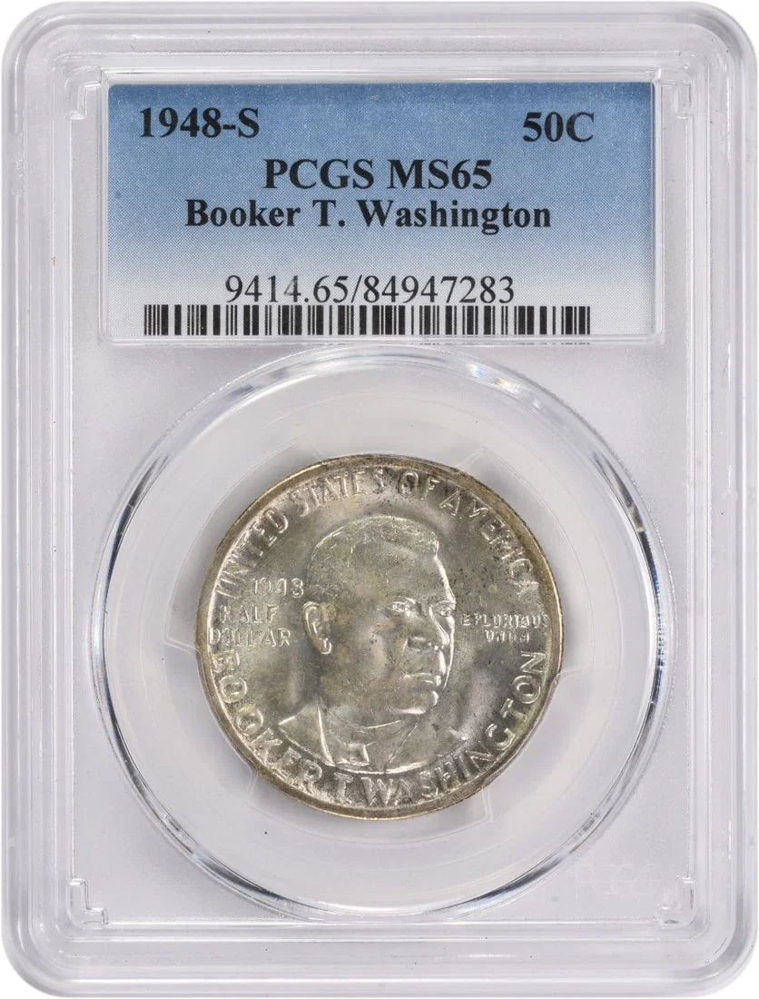 1948-S Booker T. Washington Commemorative Silver Half Dollar PCGS MS65
