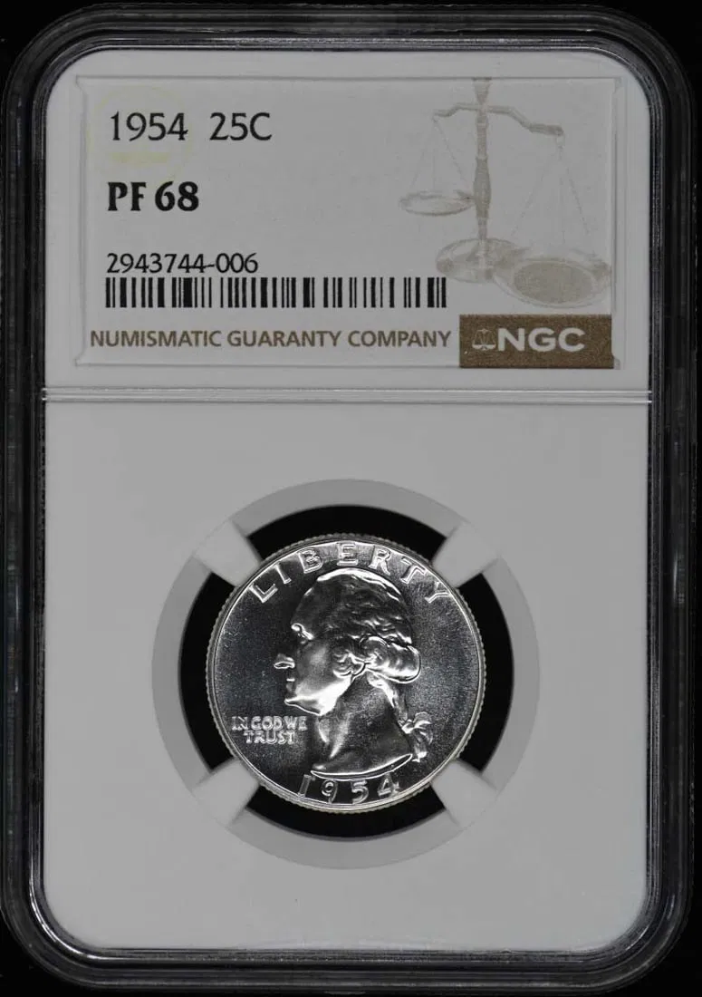 1954 Washington Quarter NGC PR68 Uncirculated Proof Coin