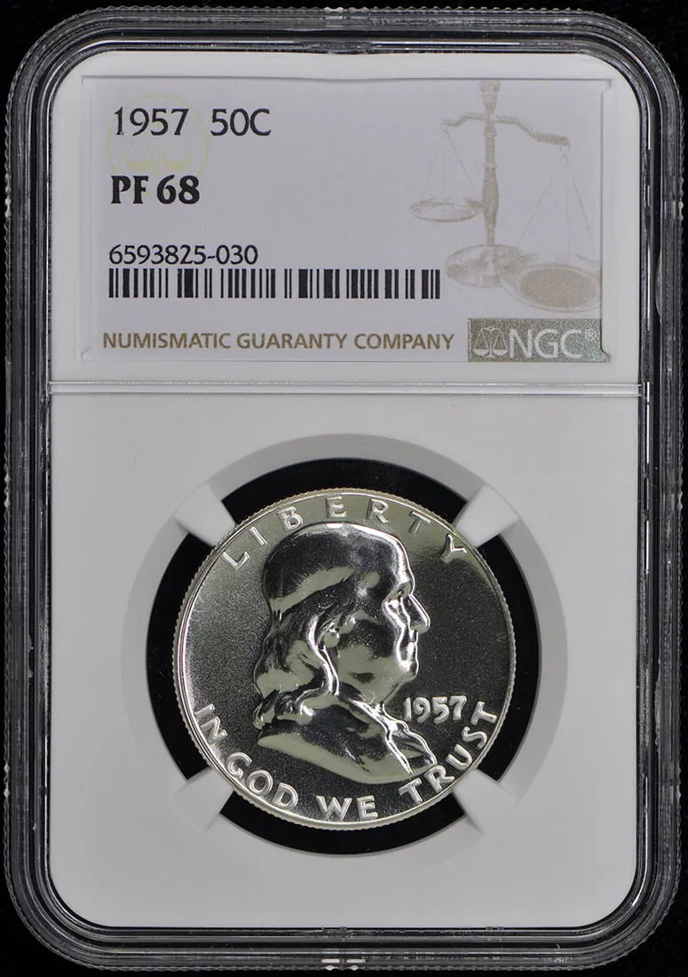 1957 Franklin Half Dollar NGC PR68 Proof Coin