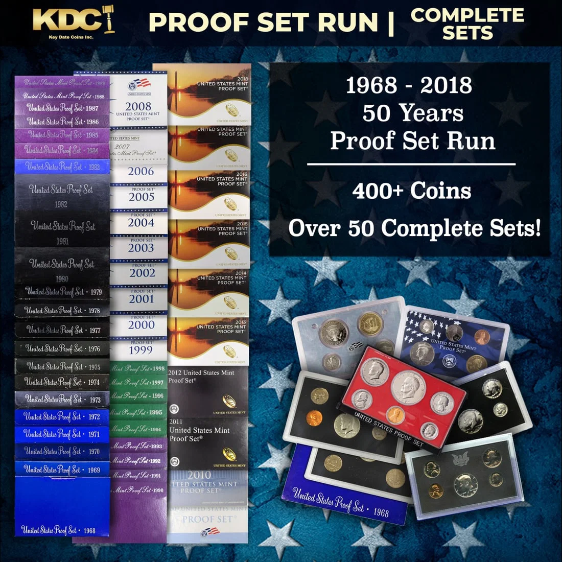 1968-2018 50 Years Proof Set Run - 408 Coins, 51 Complete Sets