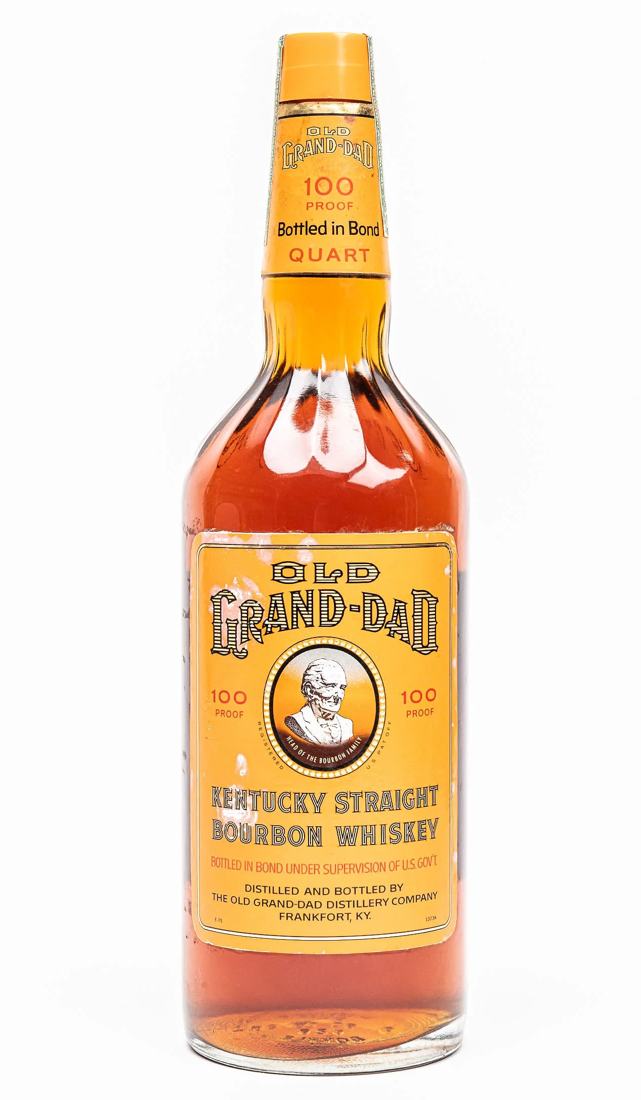1969 Old Grand-Dad Bourbon Whiskey 100 Proof One Quart Bottle Unbroken Tax Strip