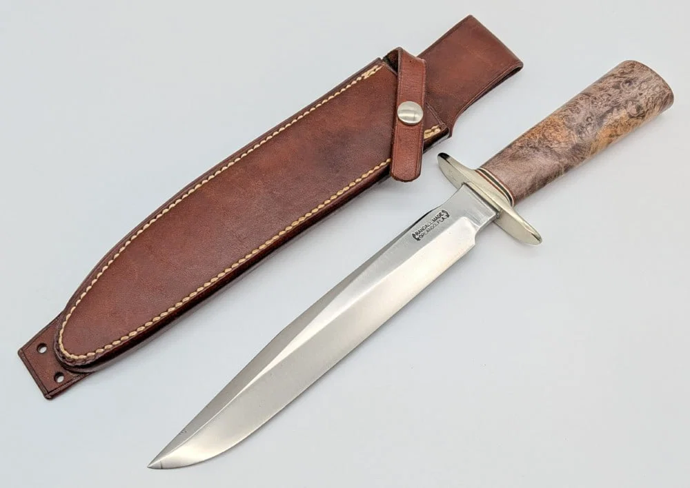1970's Randall Model 1 8in Thuya Burl All Purpose Fighter w/ Sheath
