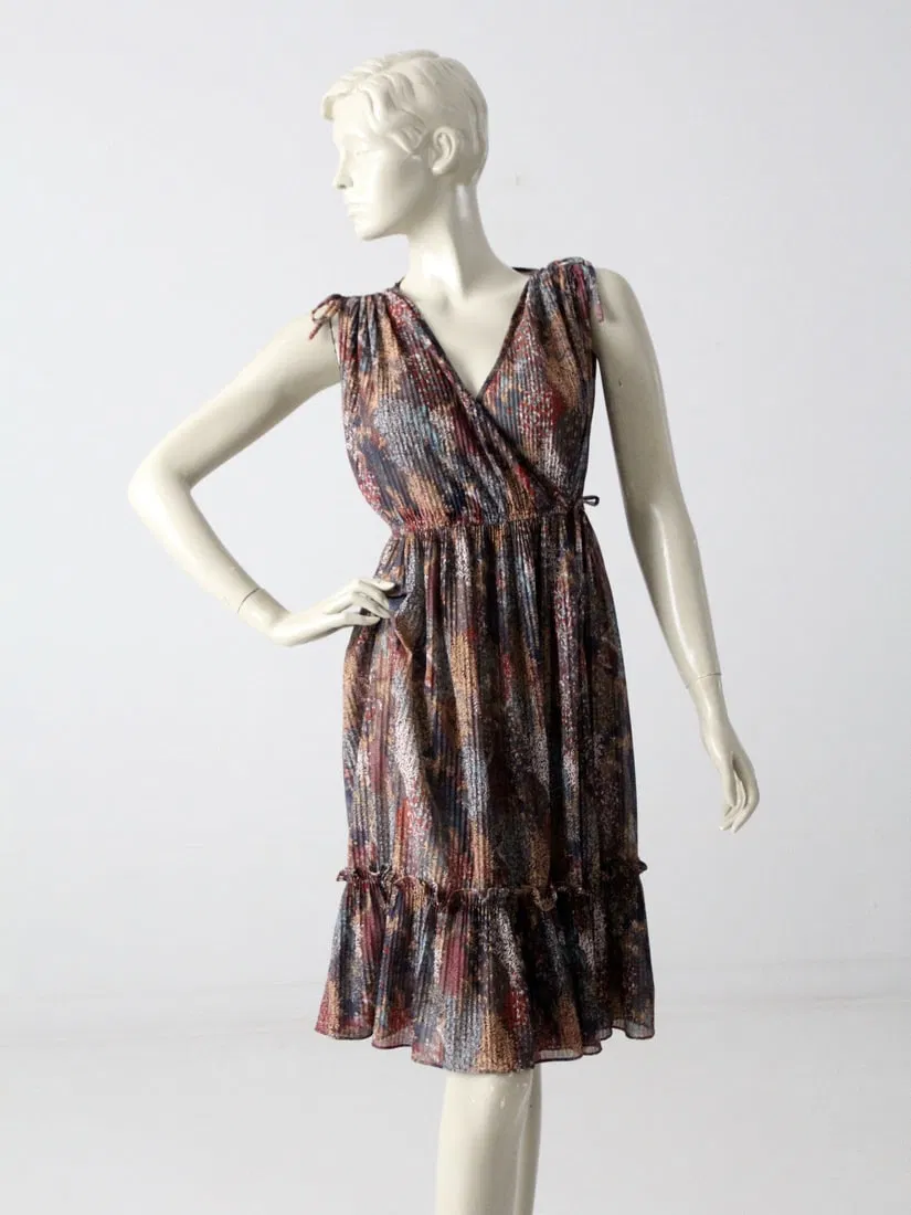 1970s Phase II Floral Faux Wrap Dress with Belt