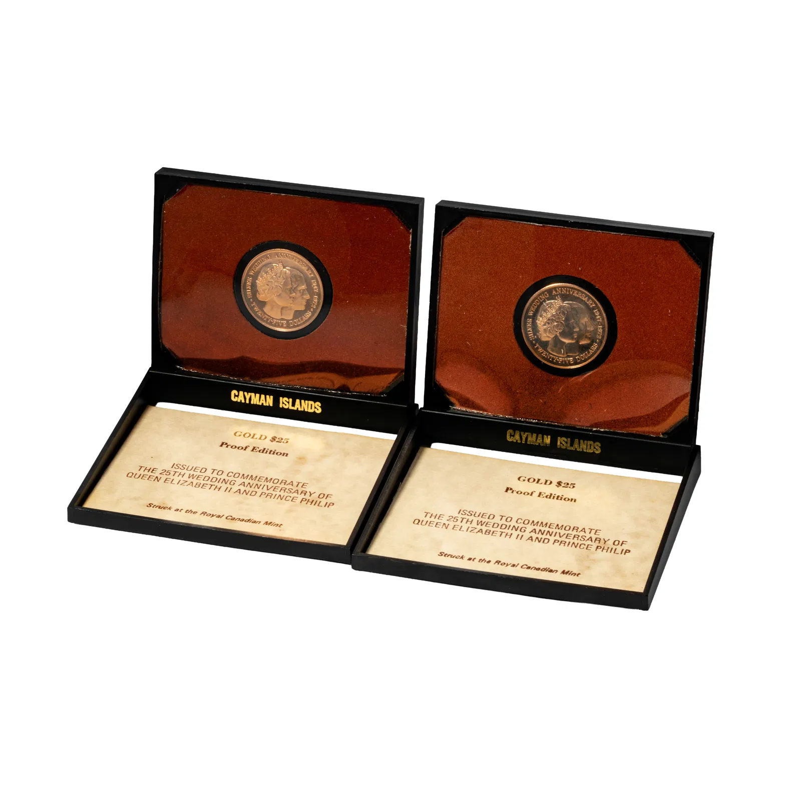 1972 Caymen Islands $25 Gold Coins (pair)
