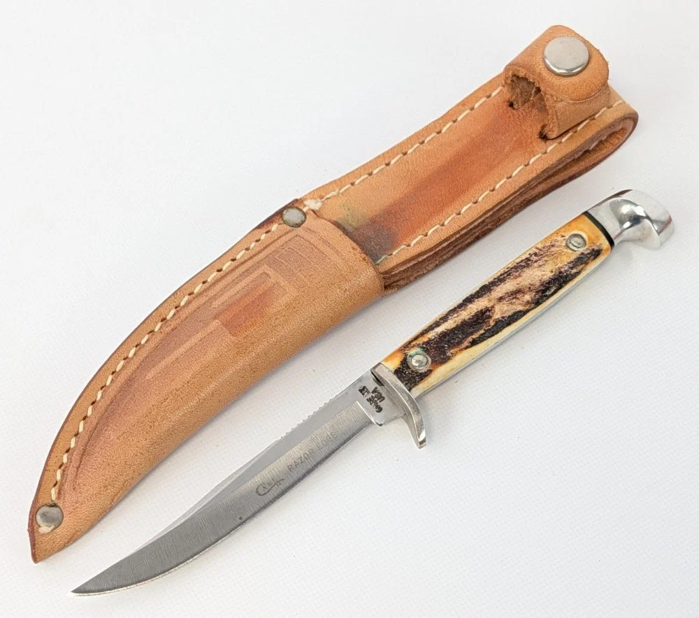 1976 Case XX Gray Letter Stag Small Hunting Knife M5F w/ Sheath