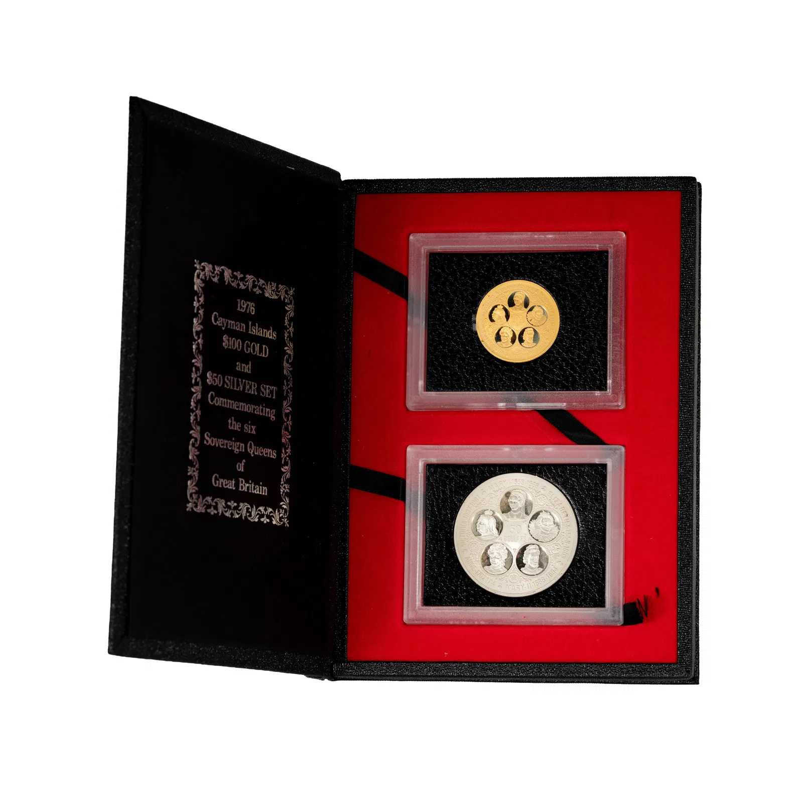 1976 Cayman Islands $100 Gold Coin with $50 Silver Coin
