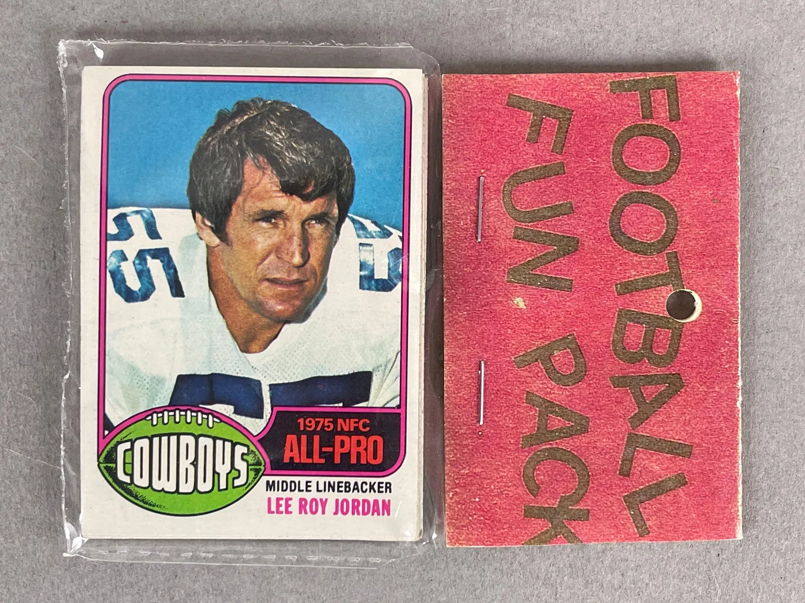 1976 Topps Football West Corps Cello Fun Pack Lee Roy Jordan Showing