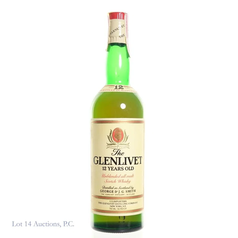 1980s Glenlivet 12 Year Unblended Scotch