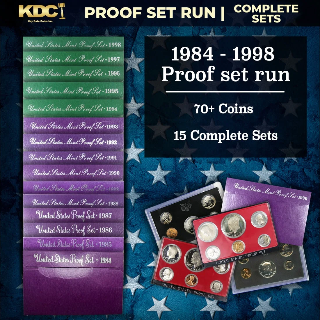 1984-1998 Proof Set Run 75 Coins 15 Complete Sets