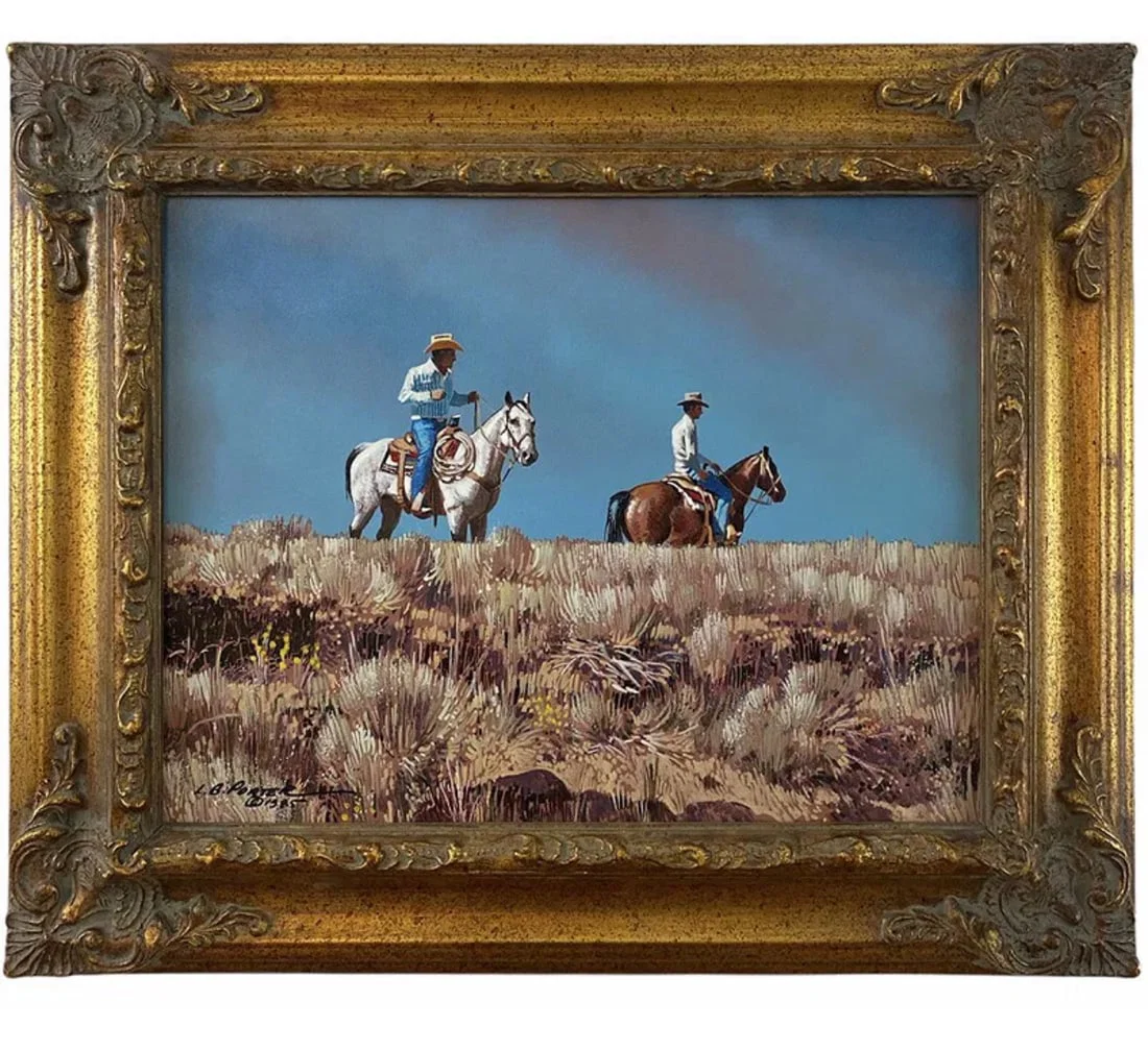 1985 Hill Top Riders Oil Painting by L. B Porter