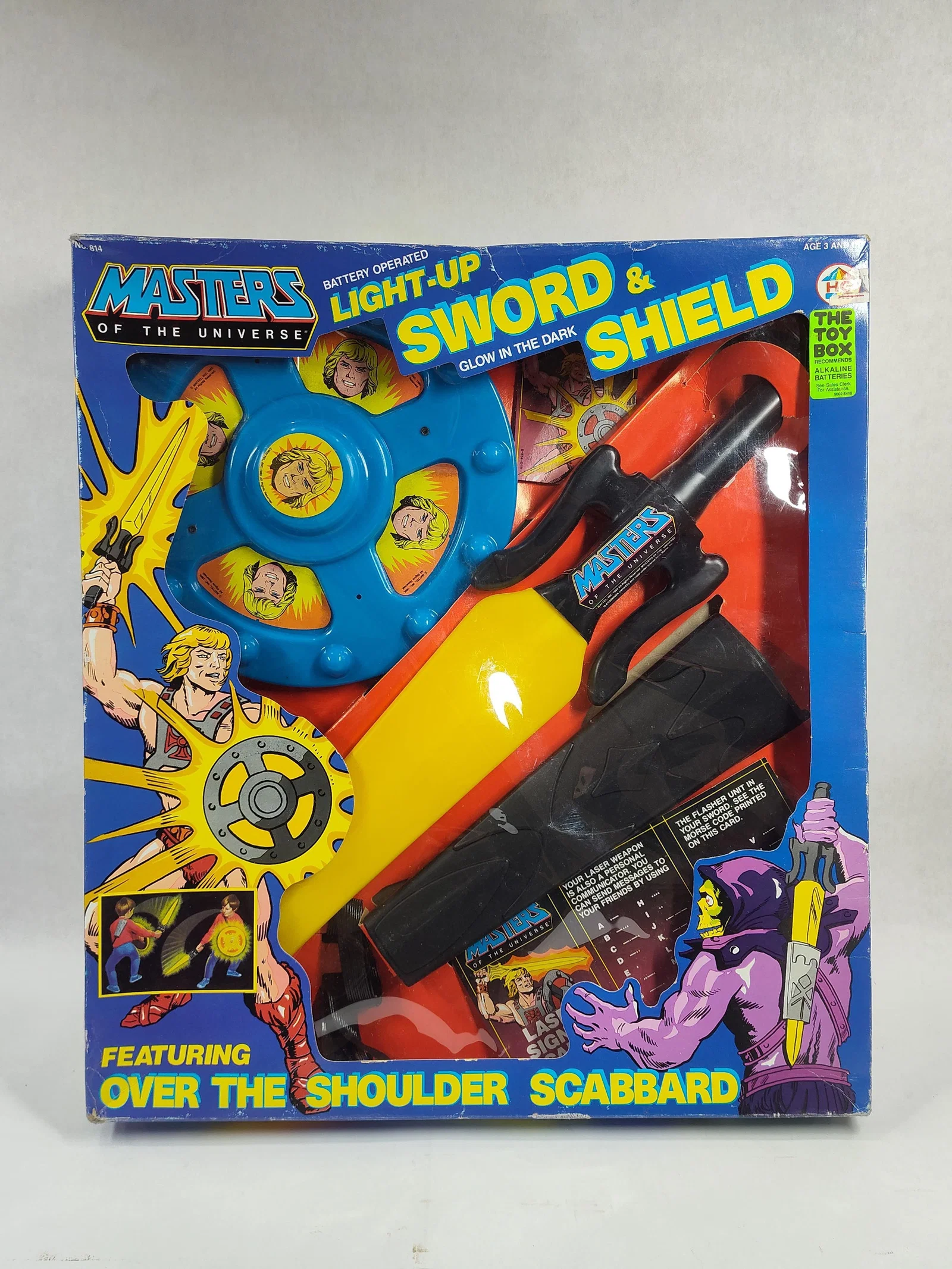 1985 Masters of the Universe Battery Op Light Up Sword & Shield NOS Play Set