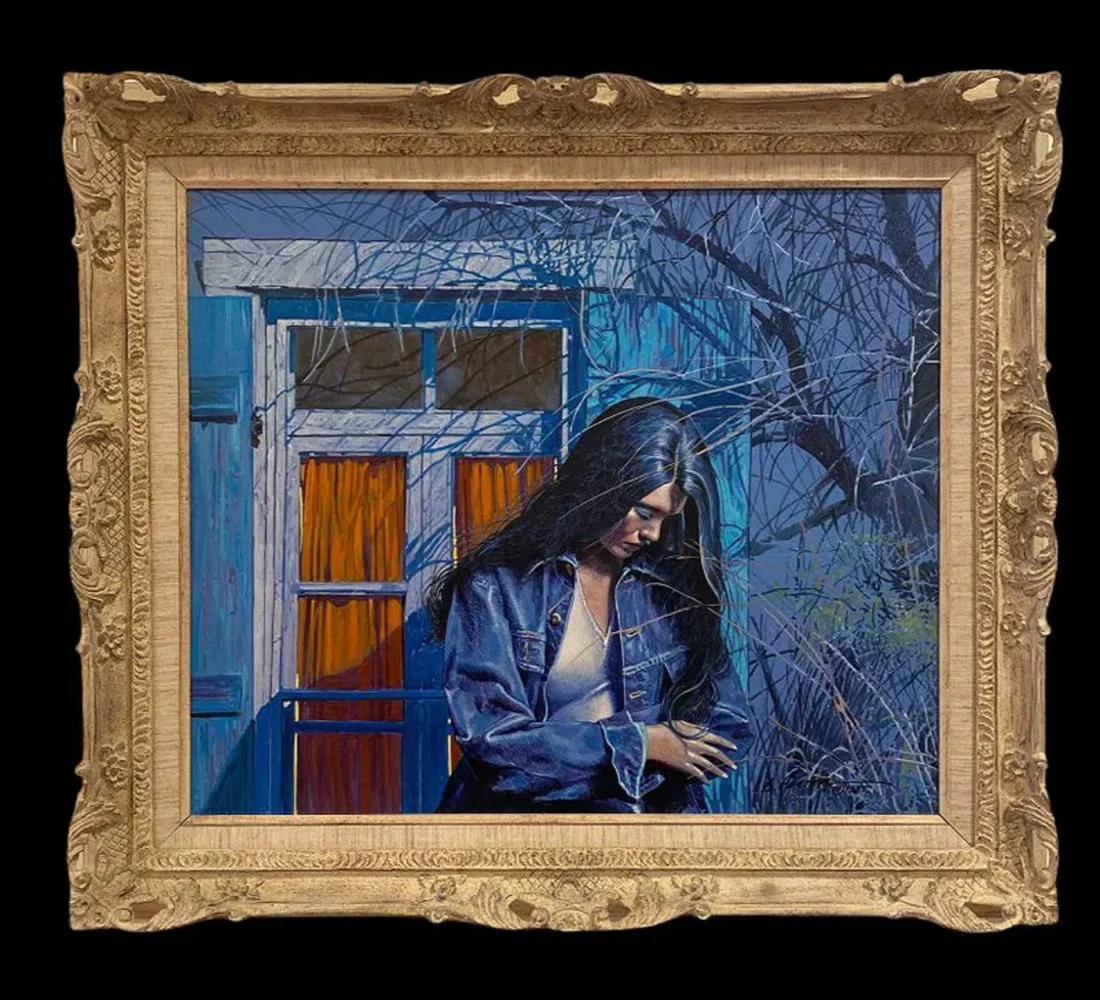 1985 South Western Moonlight Native Girl by Lawrence B. Porter Painting