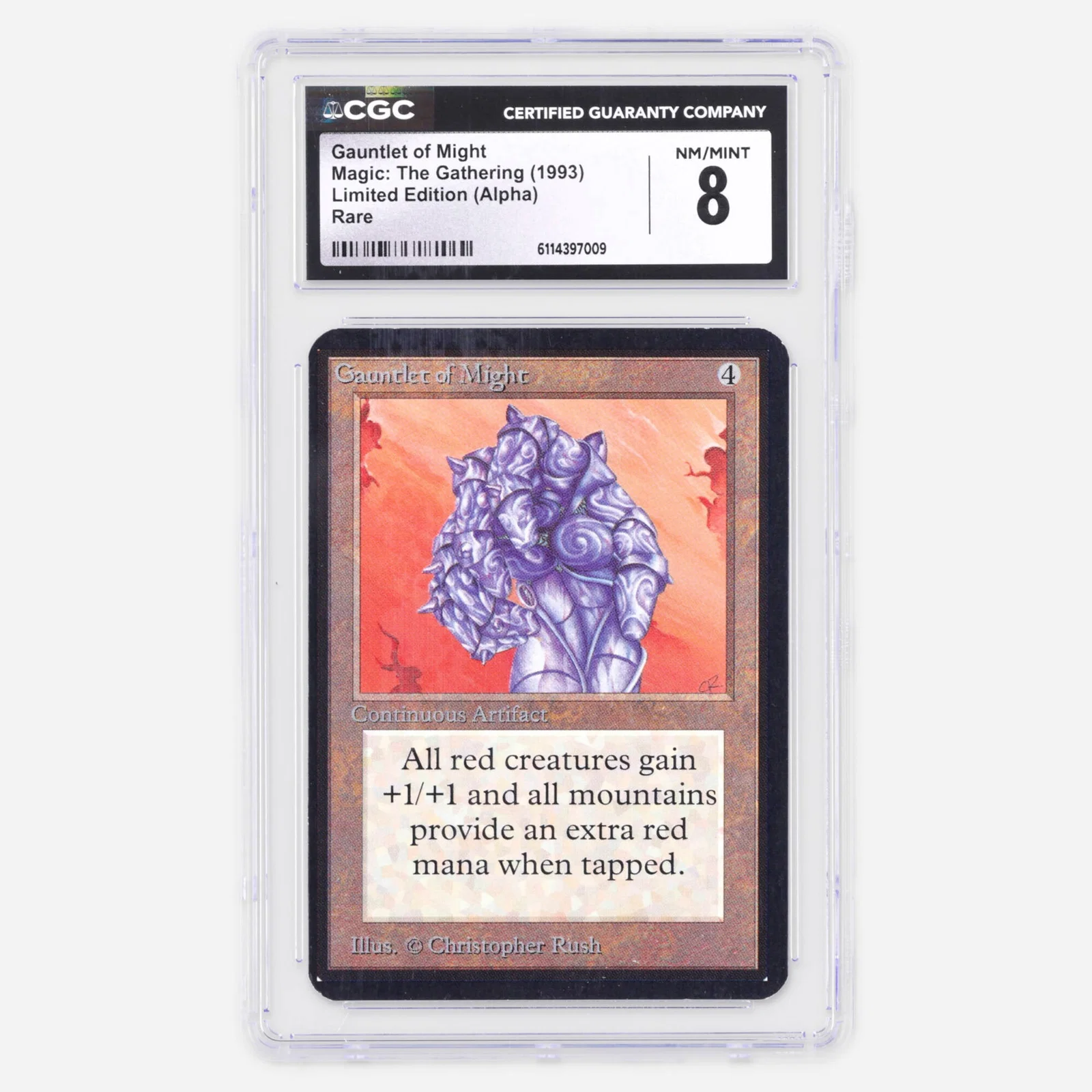 1993 Magic: The Gathering Alpha Limited Edition Gauntlet of Might Rare Trading Card CGC 8