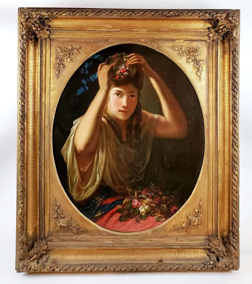 19th C. Abbey Edwin Austin Signed "Dreaming Wedding Night" Oil on Canvas