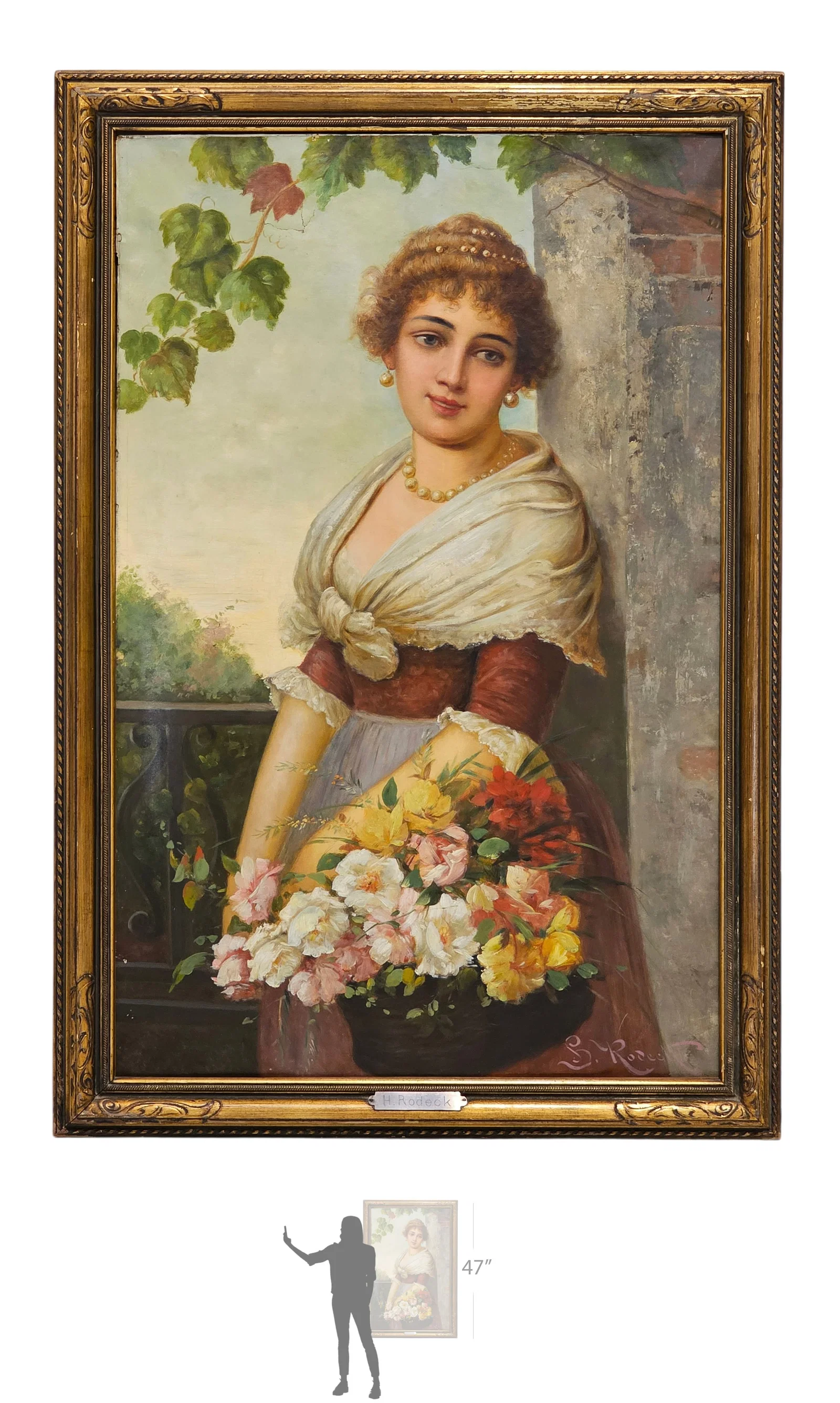 19th C. Romantic Austrian Oil On Canvas Painting Signed By H. Rodeck