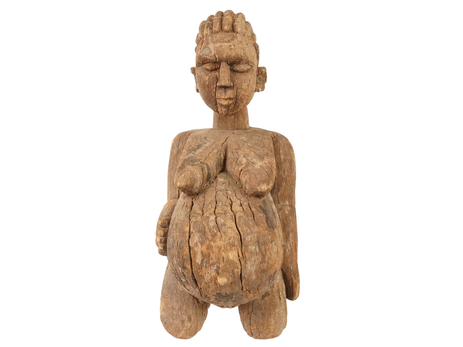 19TH CEN AFRICAN YORUBA CARVED WOOD FERTILITY FIGURE