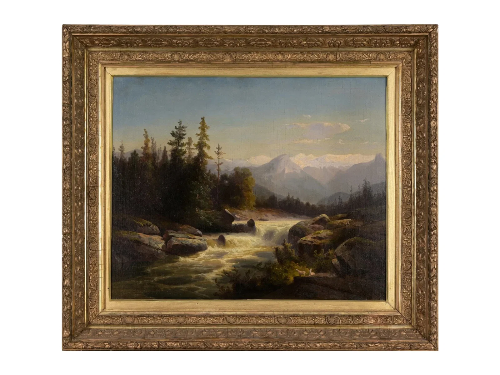 19TH CEN AMERICAN SCHOOL RIVER LANDSCAPE OIL PAINTING