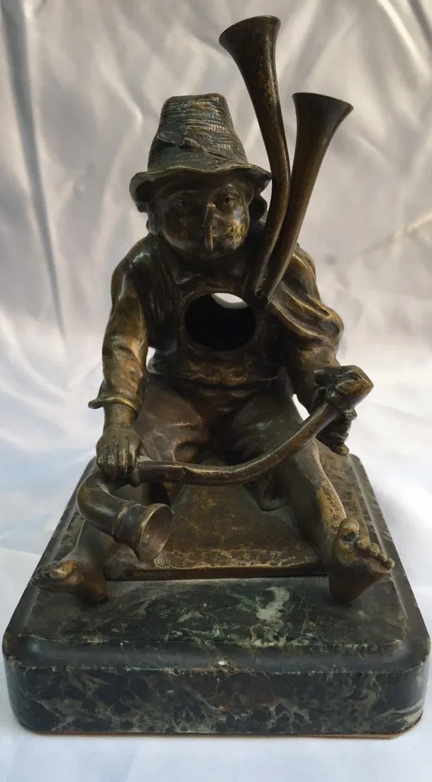 19th Century Austrian Bronze Watch Holder by Korff on Marble Base