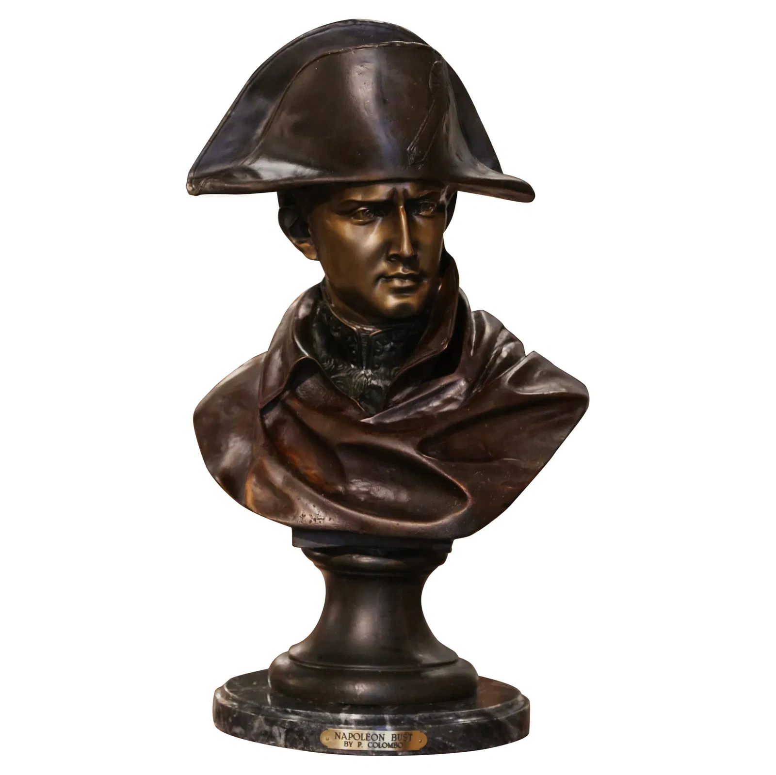 19th Century Two-Tone Spelter Bust of Napoleon by Renzo Colombo 1885