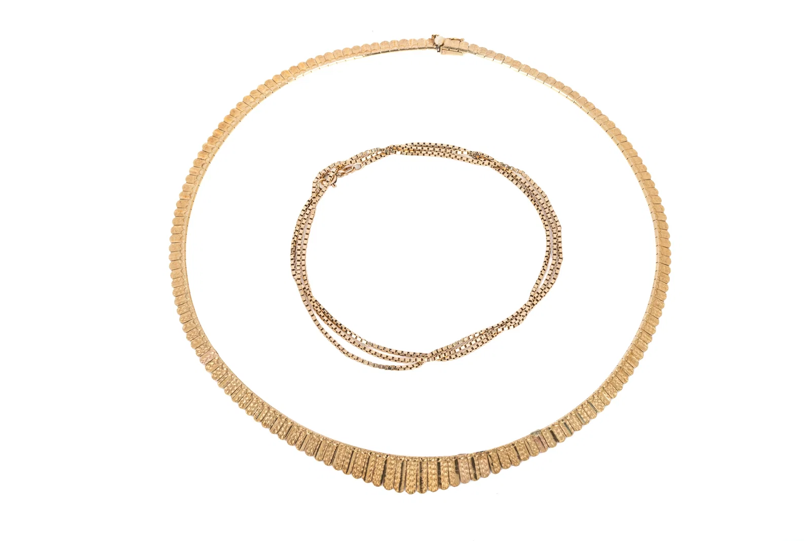 2 10K YELLOW GOLD CHAIN NECKLACES 26.1g