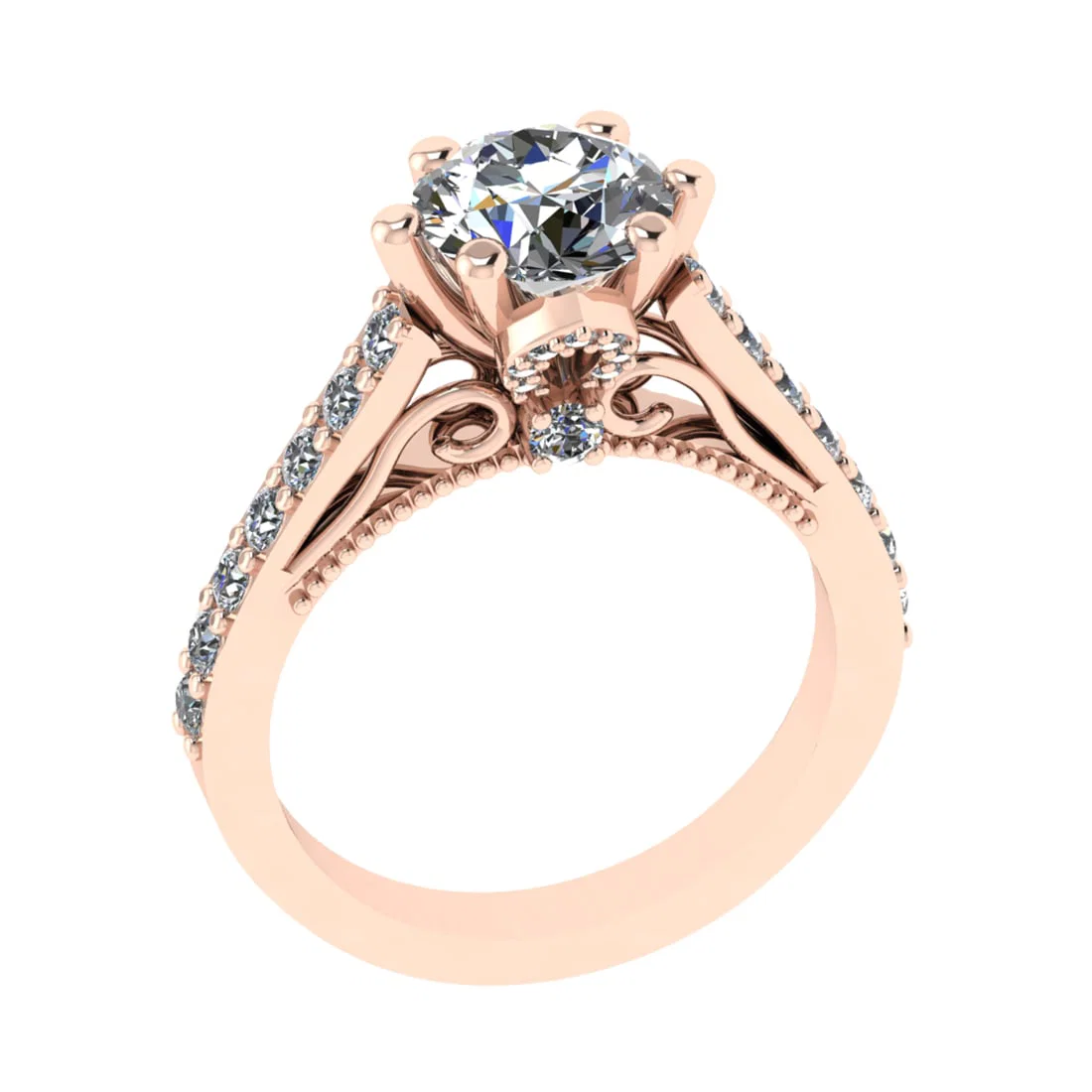 2.19 Ctw SI1/SI2 Diamond Prong Set 14k Rose Gold Engagement Ring (ALL DIAMO