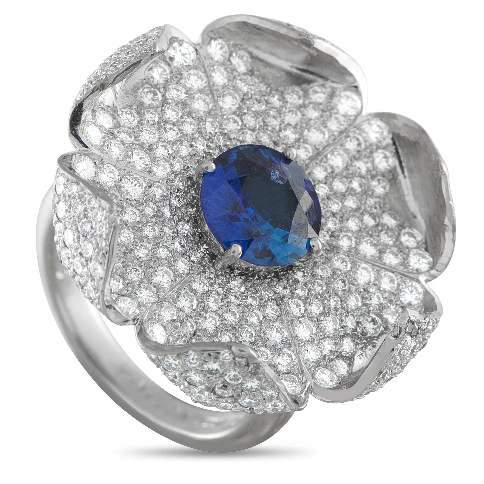 2.50ctw Diamond, 1.50ct Blue Sapphire and Platinum Ring