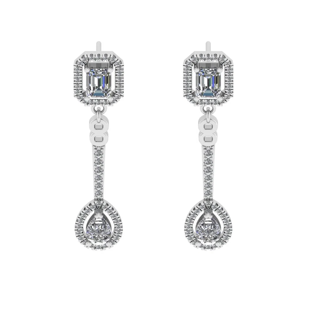 2.60 Ctw VS/SI1 Diamond 10K White Gold Dangle Earrings (ALL DIAMOND ARE LAB